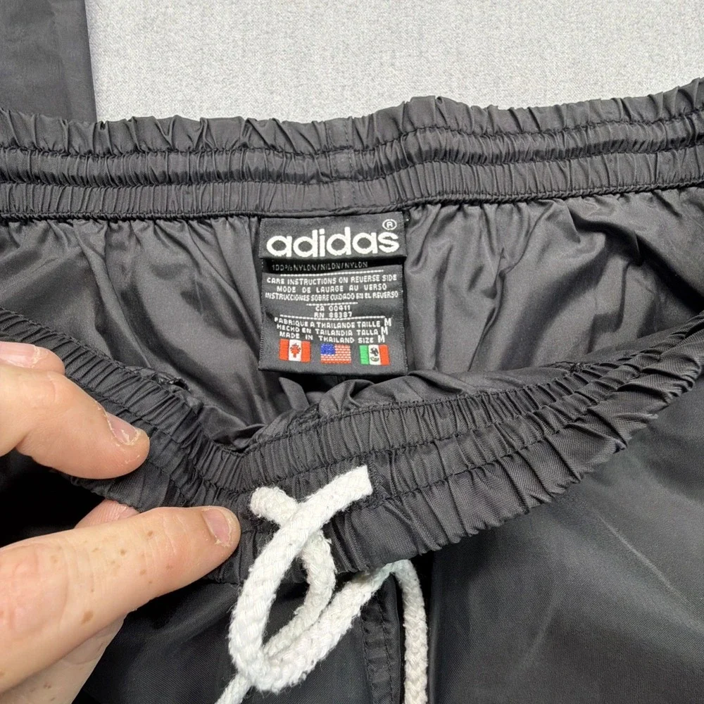 VTG Adidas Pants‎ Mens M Black White 3 Stripe Windbreaker Ankle Zip Baggy